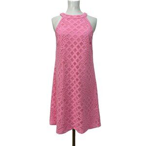 Lilly Pulitzer Halter Swing Mini Dress Lace Hot Pink Lined Size Small